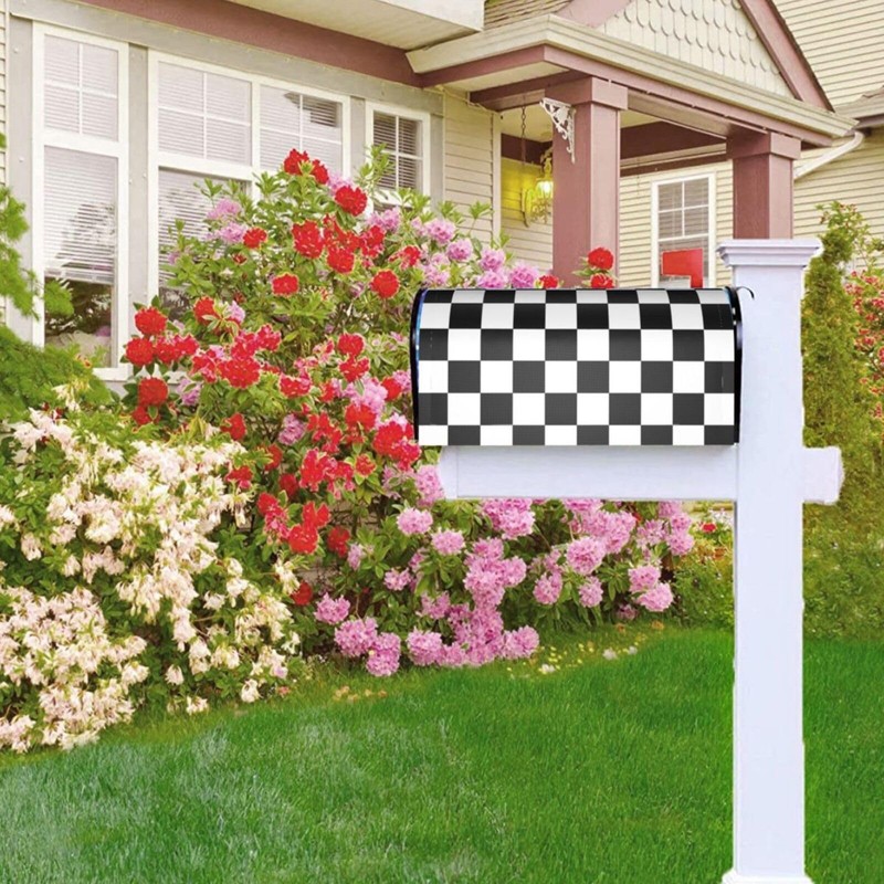 Abucaky Black and White Checkered Mailbox Cover Magnetic Racing Checkerboard