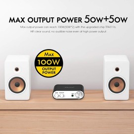 Nobsound NS-10G Bluetooth 5.0 2 Channel Power Amplifier HiFi Stereo Audio Mini Amp Wireless Receiver 50Wx2 for Home Speaker with USB & Bass Sound Effect (Black)