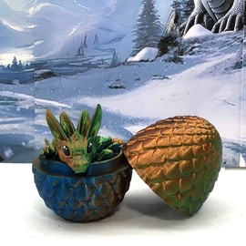 Baby Dragons with Dragon Egg, Articulated Baby Crystal Dragon, Rose Dragon, Orchid Dragon, Gemstone Dragon, Fidget Toy for Autism ADHD BD001 (Easter Dragon with Egg, OBG - Orange Blue Green)