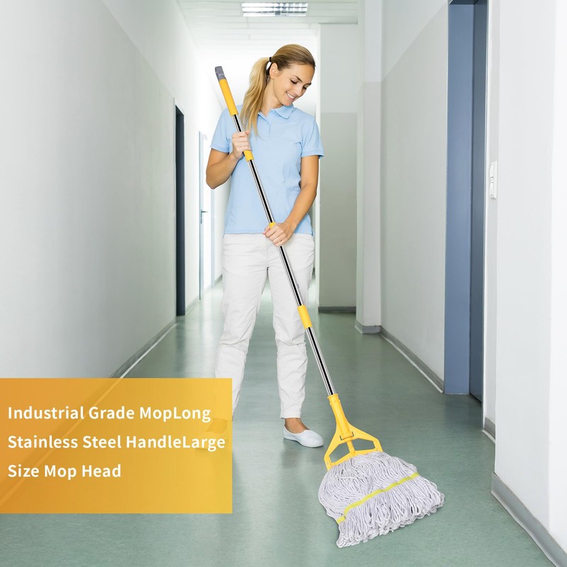 Commercial Mop with Extra Head Replacement, 63Inch Handle Heavy Duty