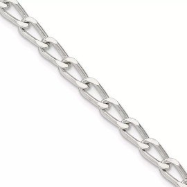 GlittersandGold Sterling Silver 4.3mm Open Elongated Link Chain Necklace