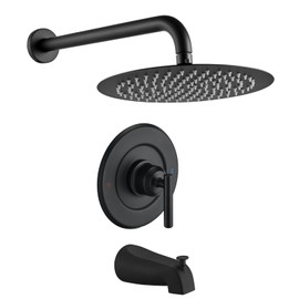 Replacement for Moen Shower Faucet Trim Kit, 12" Rainfall Showerhead, Shower Handle& Tub Spout, (Valve& Catridge Not Inclued), Matte Black