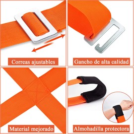 Correas Móviles, Correas de Elevación para Muebles en Movimiento, Sistema de Elevación Movimiento de Hombro para 2 Personas, Objetos Pesados hasta 800 Libras, paraMuebles, Electrodomésticos(Naranja)