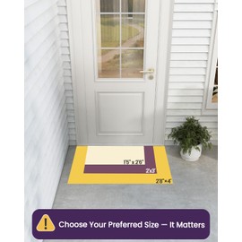 DEXI Front Door Mat Outside Entrance 17x30, Non Slip Dirt Trapper Doormat for Entryway, Heavy Duty Low Profile Floor Entry Mats Inside Decorative, Home Brown