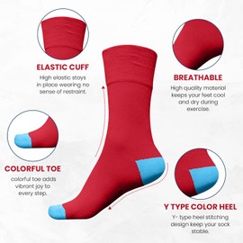 HiFEN® 6 Pairs Men Multi Color Cotton Rich Socks Non Elastic Loose Top Soft Touch Colourburst Socks Assorted Design UK 6-11