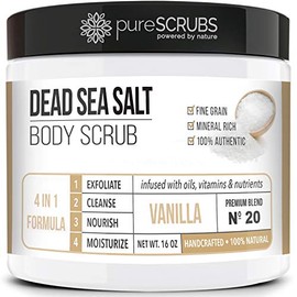 PureSCRUBS - Set de exfoliante corporal orgánico de primera calidad  16 onzas de vainilla cuerpo de la vainilla, aceites esenciales orgánicos...      