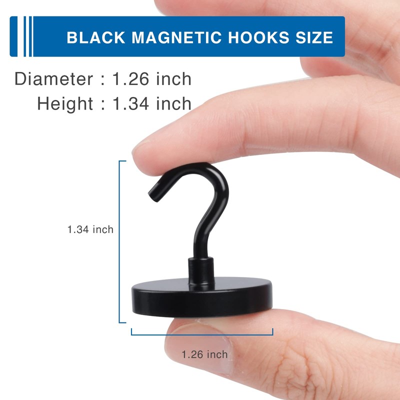 LOVIMAG Black Magnetic Hooks Heavy Duty, 100Lbs Strong Neodymium Magnet