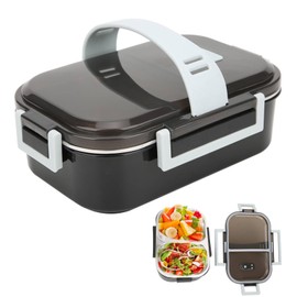 Niiyen Lunch Box, 700ml Food Lunch Containers with Handle, Portable Bento Lunch Box for Adult Kids, Removable Liner, for School Office Travel(Black)