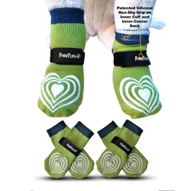 Medical Therapeutic Double Sided Non-Slip Cotton Dog Socks | PawFlex Comfy Pawz Silicone Grip on Inner Cuff No Twisting or Sliding Off | Senior & Disabled Dog Traction Control |Pet Paw Protection