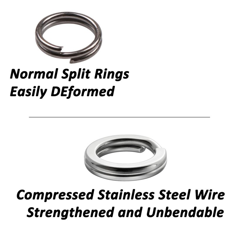 Dr.Fish 20 Pack Stainless Steel Split Ring Super Strong Hyper