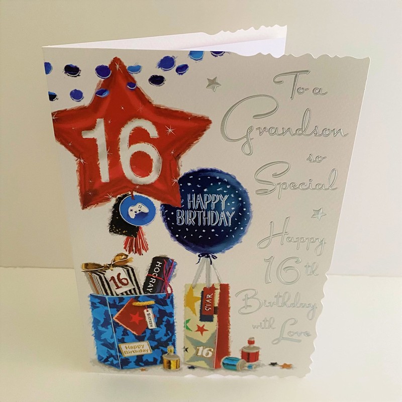 Jonny Javelin Grandson Happy 16th Birthday Card - Age 16