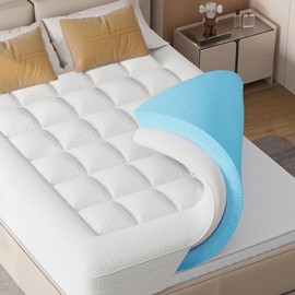 Memory Foam Mattress Topper Queen - AprLeaf 3 inch Upgraded Pillow Top Mattress Topper with 1 Inch Cooling Mattress pad - 2 Inch Soft and Breathable Gel Memory Foam Pillow for Back Pain,Deep Sleep