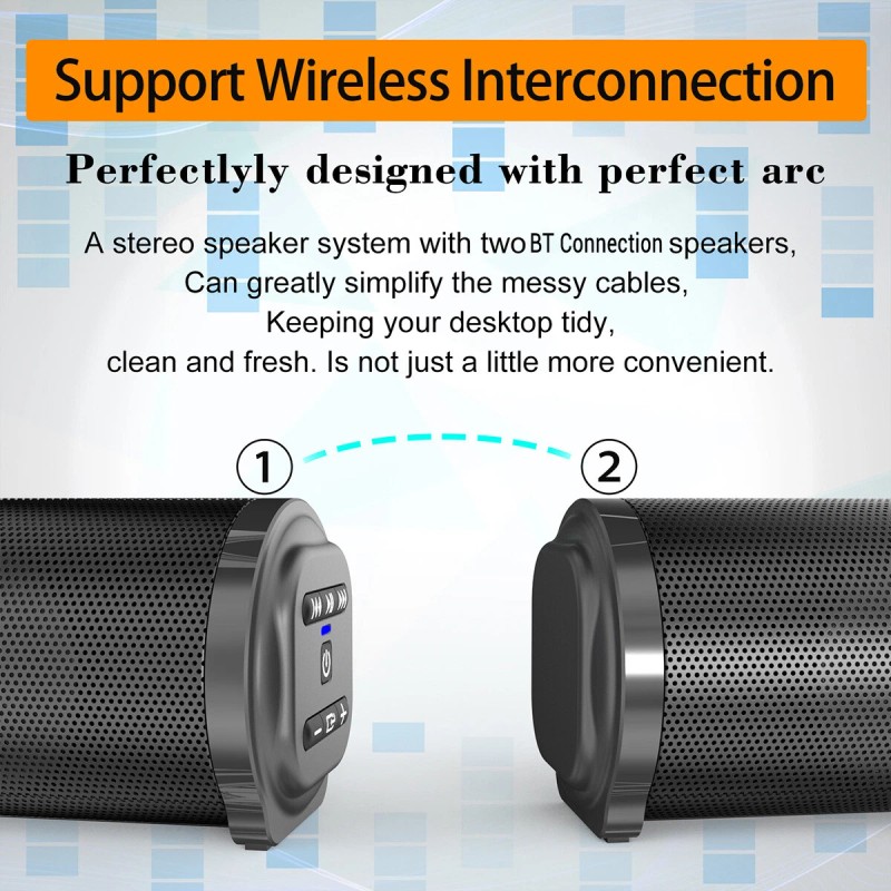 Universal Bluetooth 5.0 Wireless TV Soundbar 4 Speaker Subwoofer for