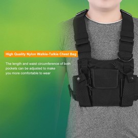 Wendry Walkie-Talkie Chest Pack, Nylon Walkie-Talkie Chest Bag Universal Hands- Adjustable Bag Hanging On Duty,Liberate Your Hands,Tools Assistant