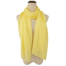YOUR SMILE for Women Lightweight Breathable Solid Color Soft Chiffon Long Fashion Scarves Sunscreen Shawls (Yellow)