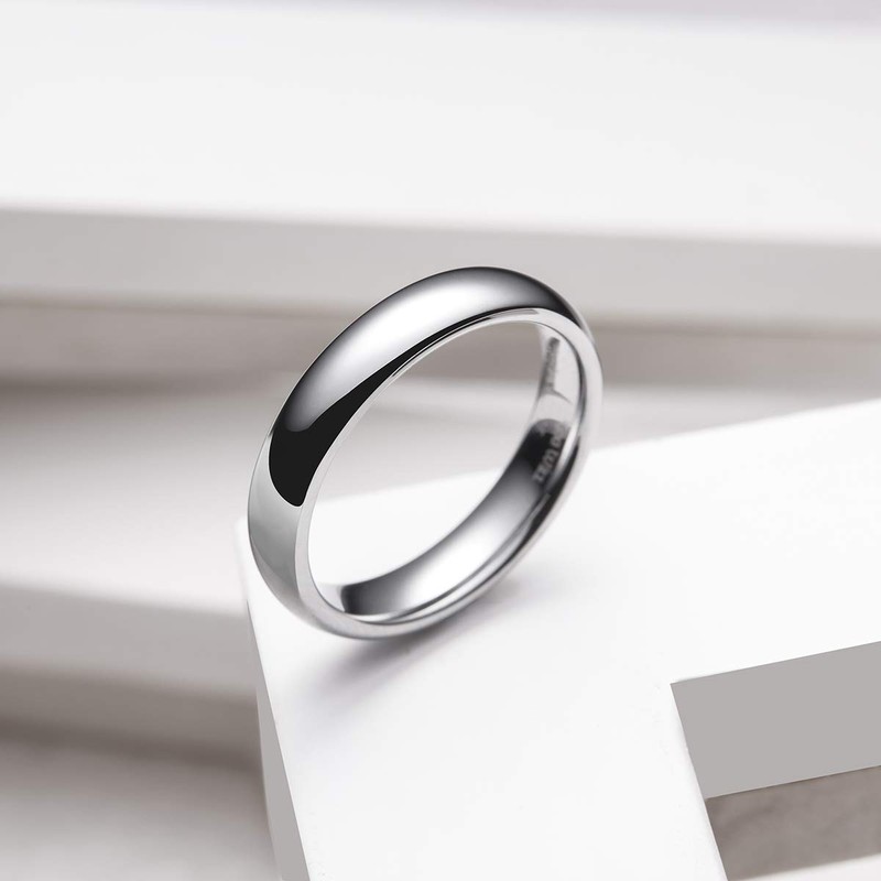 King Will BASIC 4mm Classic Polished Comfort Fit Domed Tungsten