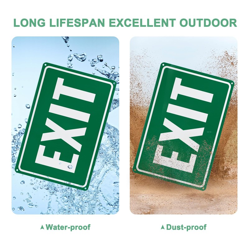 M METERXITY 2-Pack Exit Sign 12x8 Inch Aluminum Reflective Enter