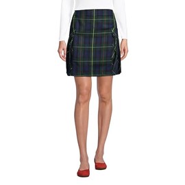 Lands' End Uniform Plaid Side Pleat Skort Above The Knee Hunter/Classic Navy Plaid Womens Regular 4