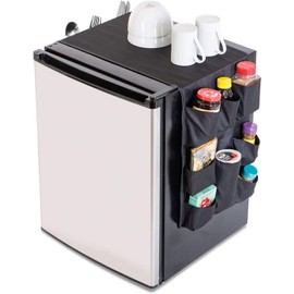 Smart Design Mini Fridge Organizer with 12 Pockets - Durable Polyester Material - Stores Pantry Items, Cutlery, Utensils, Bottles, Plates, & More - Home and Dorm Organization - 53.5 x 12 Inch - Black