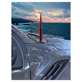 TRUE SPIKE 9 inch RED PENETRATOR Fat Bullet Antenna with Anti-Theft + Copper Coil in Heavy Gauge CNC Machined Billet Aluminum Short Compatible with Ford F150 F250 F350 F-Series Trucks