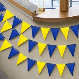 XIKSXITN Navy Blue and Yellow Pennant Banner - Heavy Duty Triangle Flag Garland for Maritime Parties, Graduation Decor, Indoor Outdoor Nautical Theme Decoration (36pc Set)