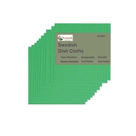 Yuktha Swedish Dishcloths for Kitchen - Eco Friendly Reusable Paper Towels, Absorbent Cellulose Sponge Cloth for Cleaning Kitchen - 10 Pack (Green)