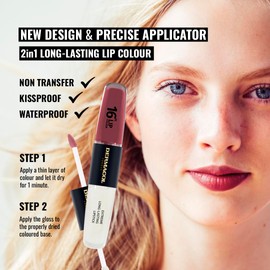 Dermacol NEW 16-Hour Lip Colour, Highly Pigmented Glossy Lip Stain, Two-Phase Lip Plumper Gloss, Kissproof Lip Makeup Products with Matte and Glitter Finish, n.12, Trouble free