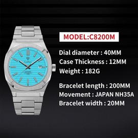CADISEN Men's Mechanical Watches (Light Blue)