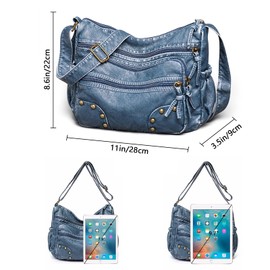 LassZone Crossbody Bag for Women Multi-Pocket Satchel Purse Ladies Soft Leather Handbag Waterproof Shoulder Bag Messenger Bags for Travel Shopping Daily Use