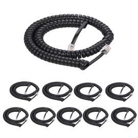 Seefeful Telephone Handset Cord, 8Ft Uncoiled / 1.4Ft Coiled Landline Phone Handset Cable 4P4C Telephone Accessory Black (10 Pack)