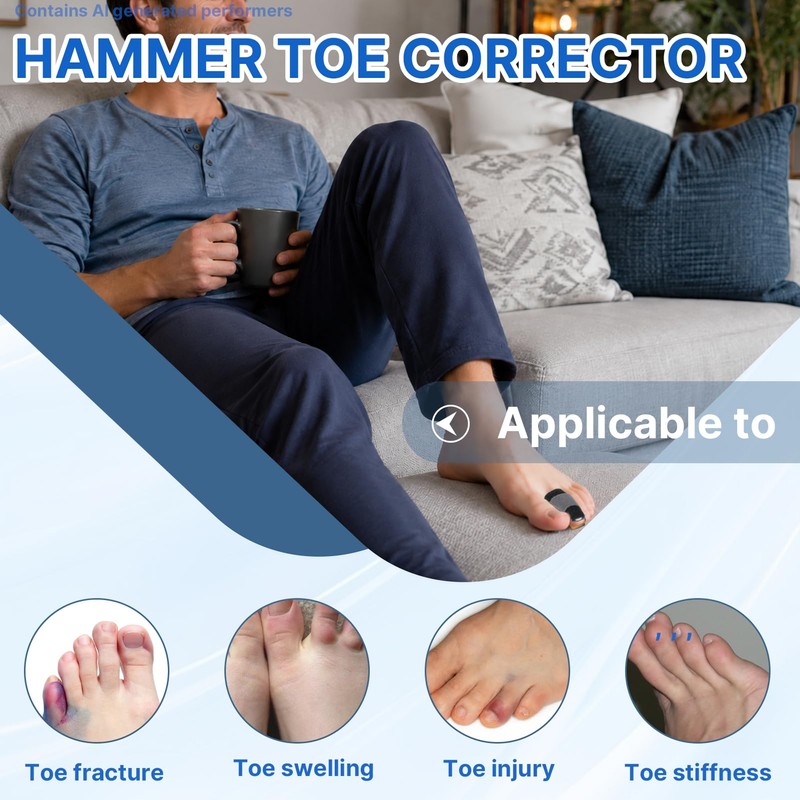 4pcs Anti-Slip Hammer Toe Corrector, Adjustable Toe Straighteners, Toe Splint