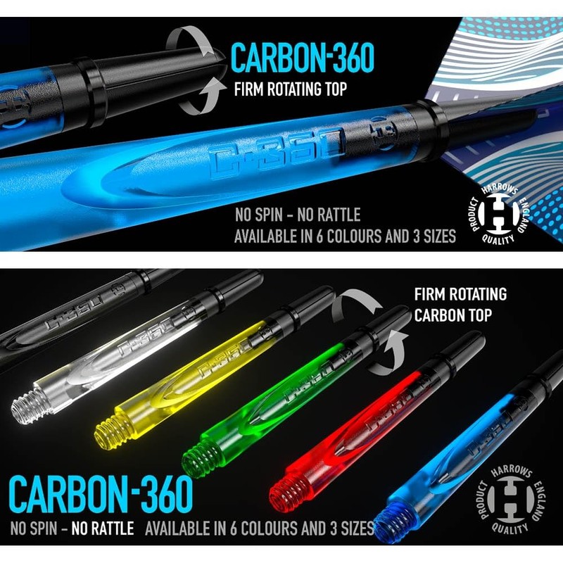 Harrows CARBON360 Carbon 360 Aqua Blue Midi Dart Shaft