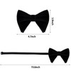 Black Velvet Bow Tie Pocket Square Cufflinks Set for Men,