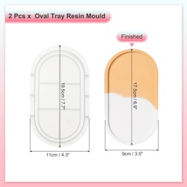 PATIKIL 6.9 x 3.5 x 0.6 Inch Oval Tray Resin Mould with Edge, 2 Pcs Plate Silicone Moulds for Epoxy Resin Jewelry Storage Containers Blank Casting Mould for DIY Craft Home Decoration