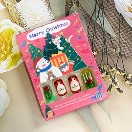 Press on Nails Medium Length Christmas Glossy Acrylic Square Shaped Xmas False Nails with Snow Designs Artificial Square Winter Holiday Fake Nails Glue Stick ons Fingernails for Women Girls(M26)