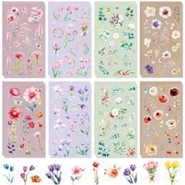 BSITSSS 24 Sheets of Aesthetic Stickers, Vintage Stickers, Flower Sticker Set, Stickers for DIY Scrapbook Accessories, Photo Album, Diary, Notebook, Scrapbooking