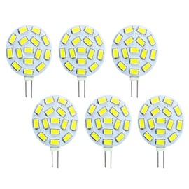 Lxom Lighting 2.5W G4 LED Light Bulbs AC/DC 12V G4 Landscape LED Bulb(6 Pack)- 25W Halogen Bulb Equivalent Daylight White 6000K JC T3 G4 LED Bulb Lamp for Ceiling Recessed Puck