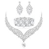 Kakonia Silver Crystal Wedding Bridal Jewelry Set for Women Prom