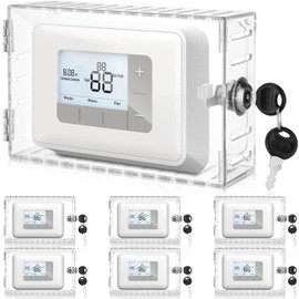 Wenqik Thermostat Lock Box with Key, Clear Large Thermostat Cover for Thermostat on Wall, Thermostat Guard Fits Thermostats 7.9 x 4.7 x 2.2 Inches or Smaller(6 Pcs)