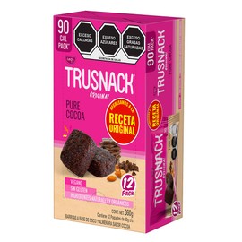 Trusnack Pure Cocoa - 90 Cal Pack - Gluten Free - Vegano ( Paquete 30g - 12 Pack Box)