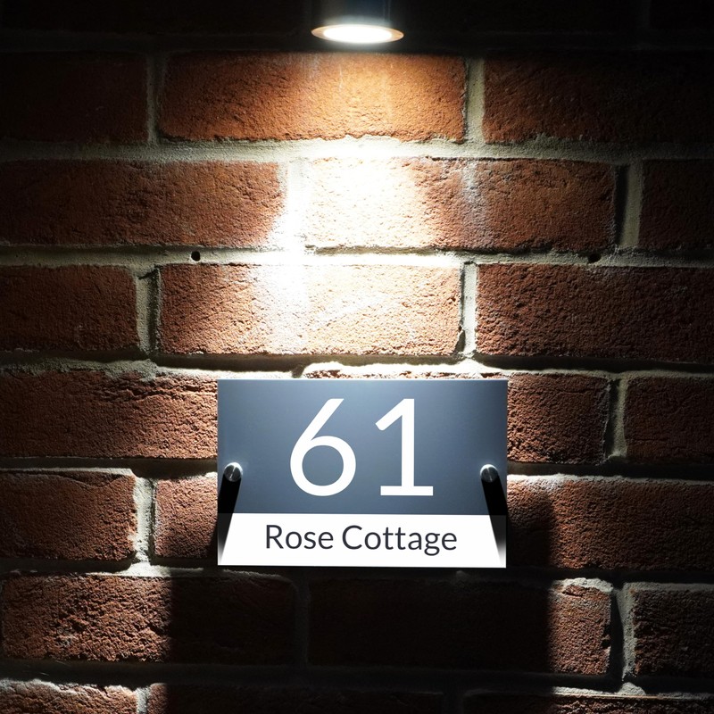Badgemaster Modern Anthracite House Number Sign Plaque Stainless Steel Standoffs