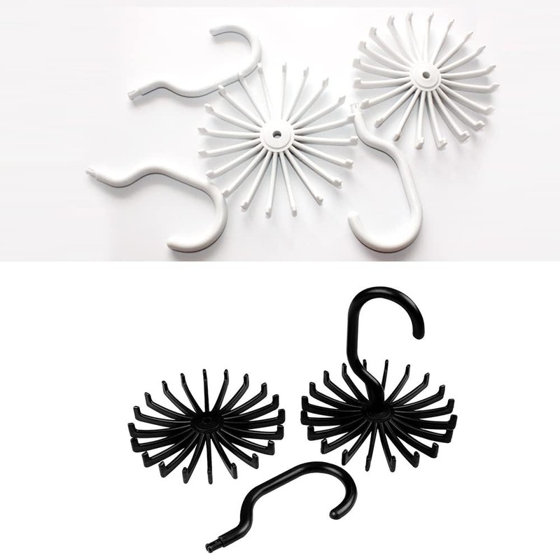 4 Pack Rotating Tie Rack Hangers - Closet Organizer Hooks
