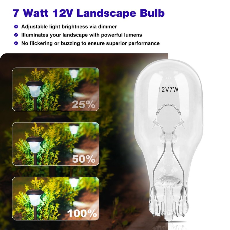 JIOTAR 20 Pcs-7W 12V Landscape Light Bulbs, T5 Low Voltage