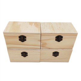 Anktily 4 Pack Unfinished Wooden Box,10 x 6 x 6 cm Rustic Small Wood Box with Locking Clasp DIY Craft Storage Organizer Box for Home Table Decoration