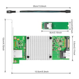 Vogzone M.2 to 10GbE RJ45 NIC, Single RJ45 Port with Intel 82599 chip, M.2 + M Key + SFF-8087 with 35cm(13.7in) Cable, 10 Gigabit Network Card for Windows, Linux, UEFI