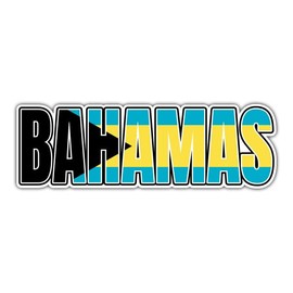 Bahamas Flag Country Name Vinyl Sticker - Large - 12"