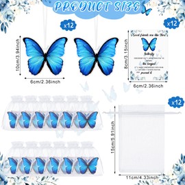 Syhood 12 Set Blue Butterfly Friendship Ornaments Gifts Blue Acrylic Sisterhood Butterfly Ornaments for Women Tribe with 12 Cards 12 White Bags Thank You for Being in My Circle for Sisters Friends