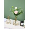 Table Flower Vase,Gold Geometric Metal Frame Clear Glass Tube Bud