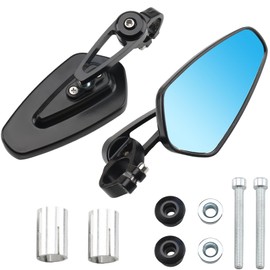 AFNCX Seitenspiegel für Motorradlenker, 7/8 Zoll, 22 mm, 360° verstellbar, zertifiziert, universelles Modell aus Aluminium für Cafe Racer CB1000R CB400 MT07 MT09, Blau
