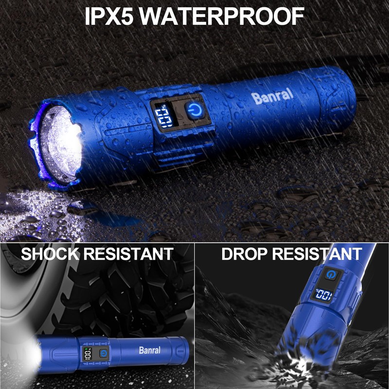 Rechargeable Flashlights High Lumens - Super Bright LED Tactical Flash